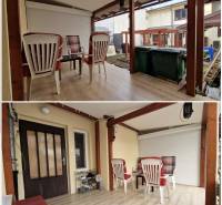 A Laborecká utcai családi ház kertje Iglón műanyag ülőgarnitúrával.