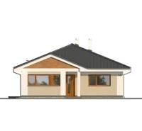 Családi ház az Első kápolna utcában Záhorská Ves-ben, ferde tetővel és fa dekorációval.