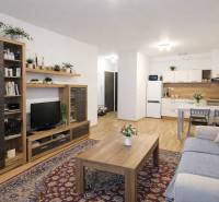 Nappali egy kétszobás lakásban, fa mintázatú padlóval és hangulatos berendezéssel.