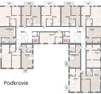 Az emeleti alaprajz lakásokkal és apartmanokkal, beleértve a tárolóhelyiségeket.