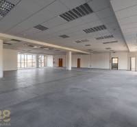 Tágas irodák nagy ablakokkal és csempével.