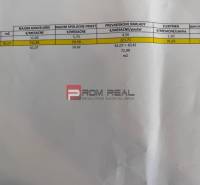 Bérleti díjak irodákhoz díjakkal, táblázat számításokkal és ingatlanügynökség logójával.