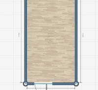 Iroda alaprajza fa dekor padlóval, mérete 7x3,5 m.