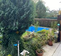 A kassai - Felsővály melletti városrészben található nyaraló kertje medencével és növényekkel.