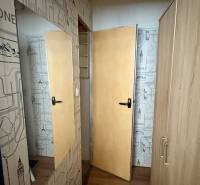 Garzonlakás utazási témájú falakkal és fa dekorációjú padlóval.