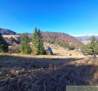 Mezőgazdasági és erdészeti területek Hroncban, dombokkal és tűlevelű fákkal körülvéve.