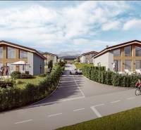 Házak terasszal és hegyi kilátással Dolná Lehota utcában, Dolná Lehota.