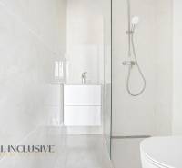 A háromszobás lakás fürdőszobájában egy gyöngyházból készült emelvény és egy fejlesztő kiemelkedik.