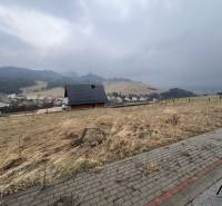 Ködös kilátás lakóterületekről Ólublón házzal és fákkal.