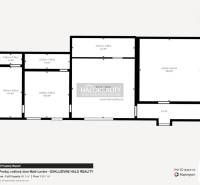 Családi ház alaprajza Malé Leváry-ban a helyiségek méreteivel és a teljes területtel.