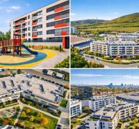 Lakókomplexum a Malokrasňanská utcában, Pozsony - Récse, zöldterülettel és játszótérrel.