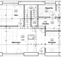 Lakás alaprajza szobával, fürdőszobával, konyhával és nappalival. Telkek - lakóhely.