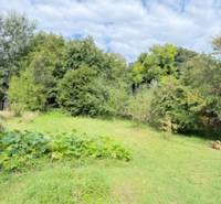 A Krivosúd-Bodovkai családi ház kertje, zölddel és fákkal körülvéve.