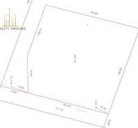 Építési telek Ľuboticéban kataszteri térképpel és méretekkel.