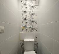 WC mintás csempével egy kétszobás lakásban.