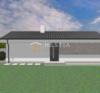 Modern homlokzatú és tetős családi ház, zölddel és rendezett kerttel körülvéve.