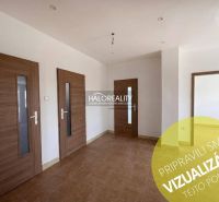 Családi ház belső folyosója fa dekorációjú ajtókkal és padlóval.