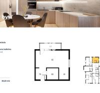 1 szobás lakás fürdőszobával, konyhasarokkal, nappalival és erkéllyel, teljes terület 39,20 m².
