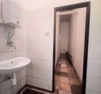 Fürdőszoba belső tér raktárakban és csarnokokban mosdóval és fali vízmelegítővel.
