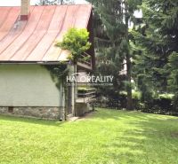 Ház Ružiná-ban fém tetővel, fákkal és gyepkel körülvéve.