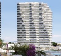 Canet d'En Berenguer panorámás épületben található nyaraló apartman medencével és zöldterülettel.