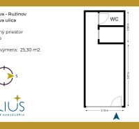 Az üzlethelyiség alaprajza a pozsonyi Páričkova utcában, 25,30 m² területtel.