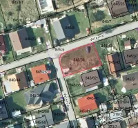 Térkép Parcellák - lakóövezet Raslavice-ban a telekszámokkal és a Szeles utcával.