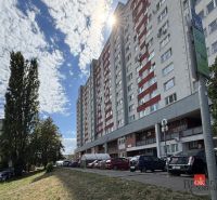 Kilátás a Šustekova utcai lakóházra Pozsony-Petržalkán, a garzonlakás közeli parkolót kínál.