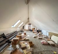 Tetőtér tárolóval és ferde tetőablakokkal a családi házban.