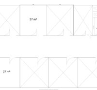 Az ötödik emeleten található irodák alaprajza, amelyek területe 37 és 39 m².