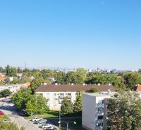 Kilátás egy lakónegyedre és zöldövezetre, Trnava, magasságból, alkalmas egy 3 szobás lakás számára.