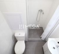Fürdőszoba a nyaraló apartmanban WC-vel, zuhanyzóval és mosdóval.
