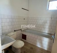Fürdőszoba zuhanyzóval és WC-vel egy családi házban, alapvető belső tér fehér csempékkel.