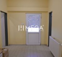 Üzlethelyiség fehér ajtókkal, fa dekorációjú padlóval és kiállított kövekkel.