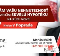 Ingatlanszolgáltatások és jelzálogtanácsadás hirdetése, elérhetőségek és egy férfi fényképe.