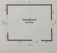Iroda alaprajza 14,79 m² területtel.