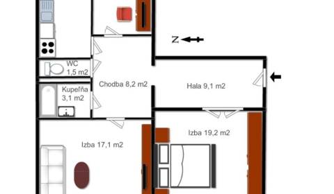 3 szobás lakás, Rovniankova, eladó, Bratislava - Petržalka, Szlovákia
