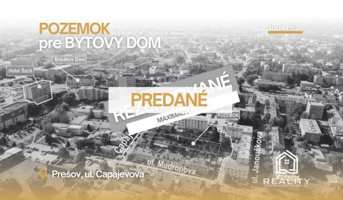 Eladó Építési telek, Építési telek, Čapajevova, Prešov, Szlovákia