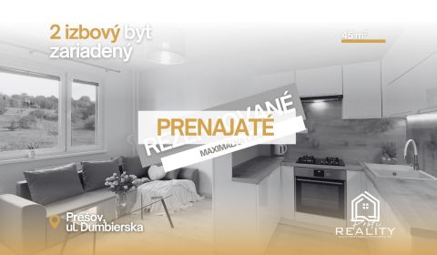 Kiadó 2 szobás lakás, 2 szobás lakás, Ďumbierska, Prešov, Szlovákia