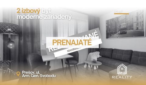 Kiadó 2 szobás lakás, 2 szobás lakás, Prešov, Szlovákia
