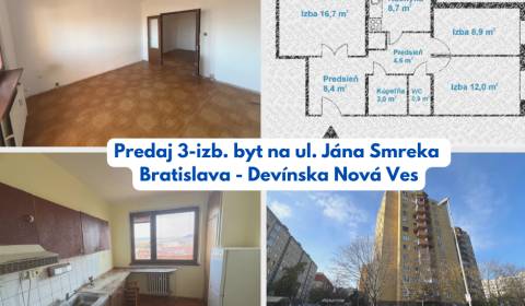Eladó 3 szobás lakás, 3 szobás lakás, Jána Smreka, Bratislava - Devíns