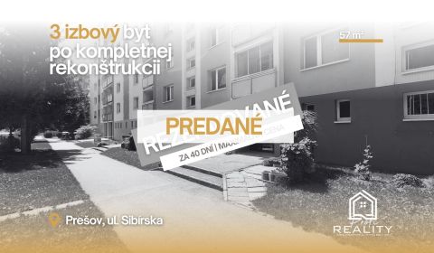 Eladó 3 szobás lakás, 3 szobás lakás, Sibírska, Prešov, Szlovákia