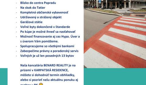 Eladó 3 szobás lakás, 3 szobás lakás, Karpatská, Poprad, Szlovákia