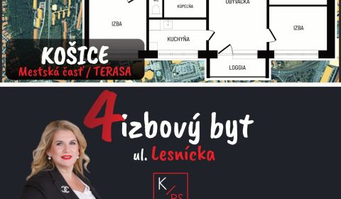 Eladó 4 szobás lakás, 4 szobás lakás, Lesnícka, Košice - Západ, Szlová
