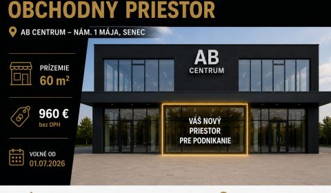 Kiadó Üzlethelység, Üzlethelység, Mierové nám., Senec, Szlovákia