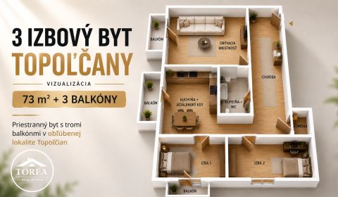 Eladó 3 szobás lakás, 3 szobás lakás, Topoľčany, Szlovákia