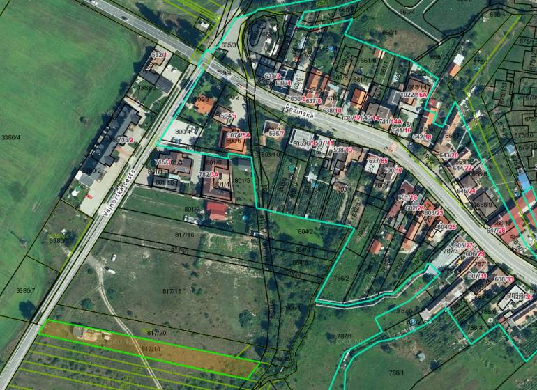 Kataszteri térkép Lakóterületek - Vajnorská út, Szlovákiai Grob.