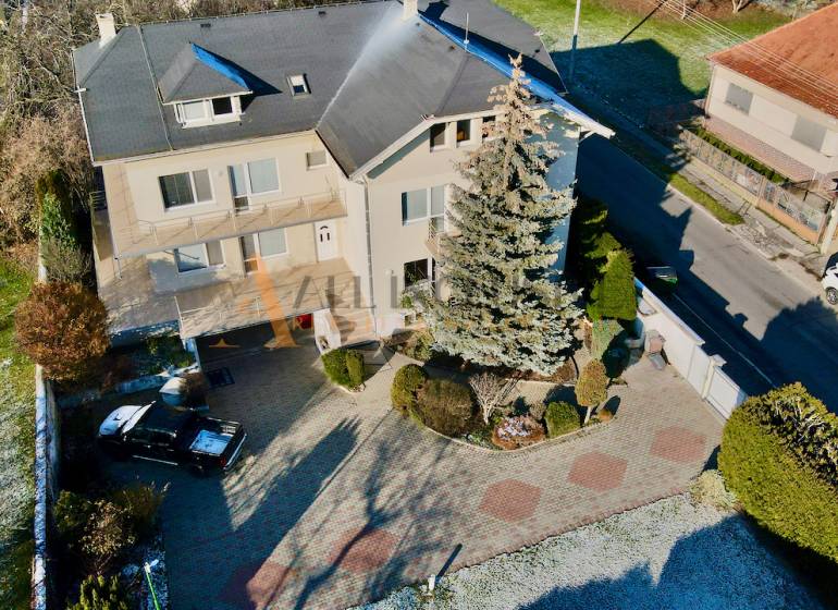 Sportolók utcai villa Nagytapolcsányban két autóval és nagy kerttel.