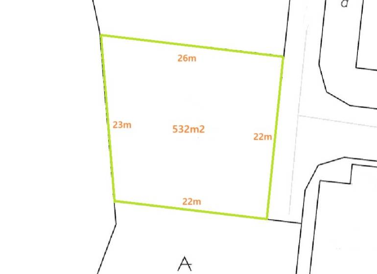 532 m²-es telekterv Moravany nad Váhom nyugati részén, lakhatásra szánt.