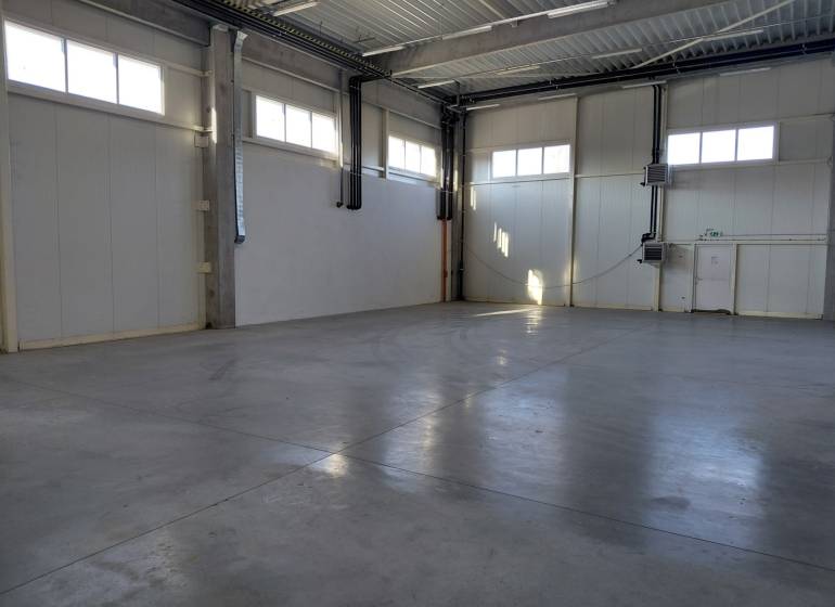 Üres csarnok világos falakkal raktárakban és csarnokokban.